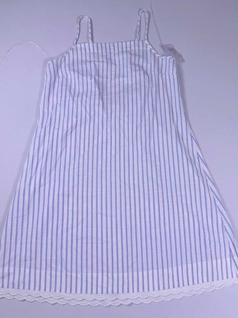 Auden White Dress with Light Blue Pinstripes